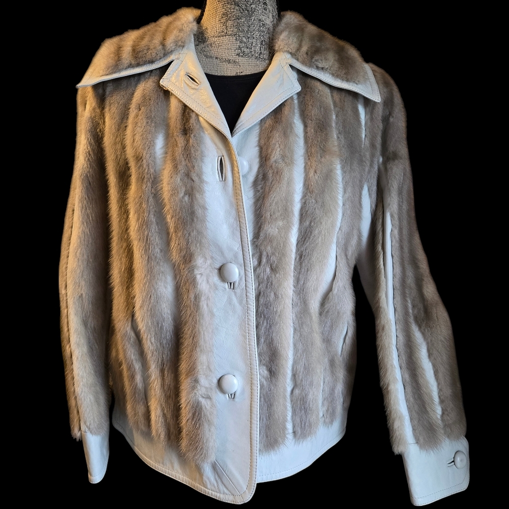 VINTAGE MINK/LEATHER JACKET S- S/M